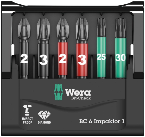 Набор ударных бит Bit-Check 6 Impaktor 1 Wera 05057695001
