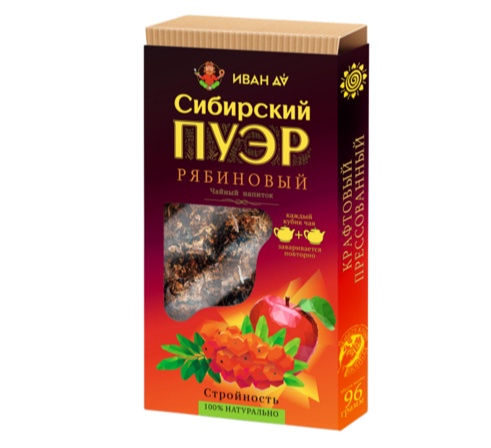 “Сибирский пуэр” рябиновый, прессованный крафтовый, 96г