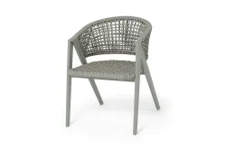"Амстердам" стул плетеный из роупа, каркас алюминий, роуп серый круглый
