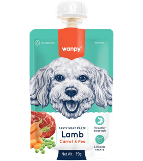 Wanpy Dog Лакомство для собак Мясной мусс из ягненка и моркови с горохом 90 гр.