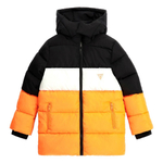 Куртка демисезонная с капюшоном GUESS Черный/Оранжевый/Белый/Спинка: термопринт: белый GUESS (Мальчик)