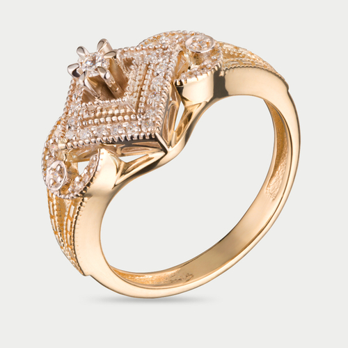 Кольцо женское из желтого золота 585 пробы с фианитами (арт. К-166)