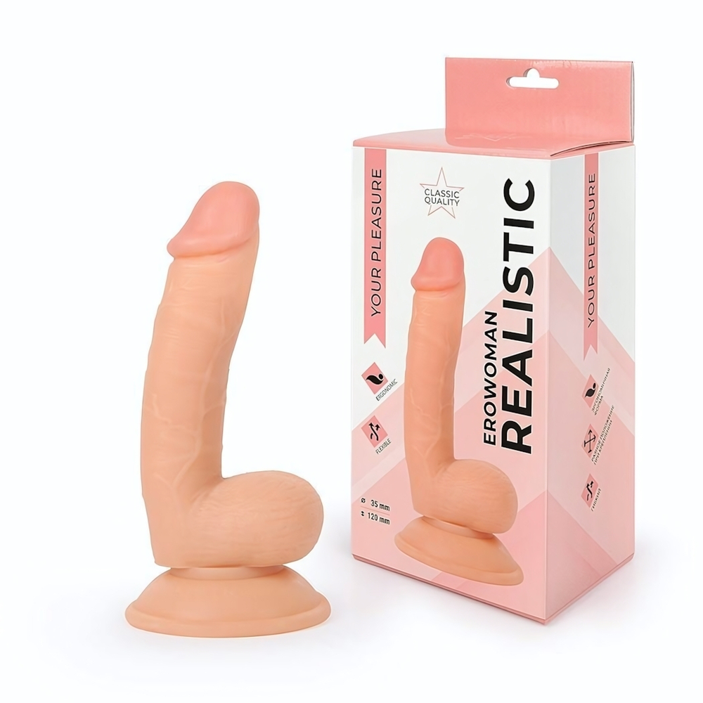 Реалистичный фаллоимитатор Erowoman телесного цвета на присоске (Цвет: телесный)