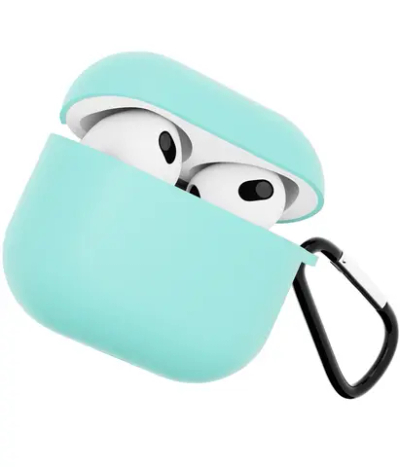 Чехол для Airpods 3 Gurdini силиконовый с карабином Мятный