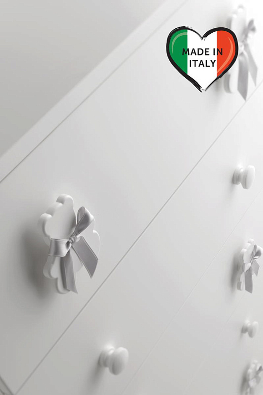 Тумба Erbesi Bubu 3 ящика белый с белой лентой