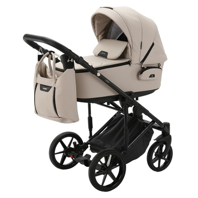 Детская универсальная коляска Adamex ZICO Deluxe Z-SA7 (3в1) - Светло - бежевая экокожа