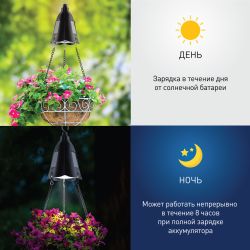 Светильник уличный ЭРА ERASF024-30 на солнечной батарее подвесной для подсветки кашпо | Садовые декоративные светильники