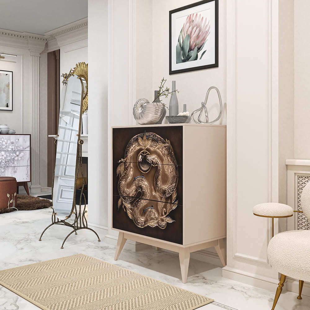 Комод Яблоко Евы с 3 ящиками Айвори