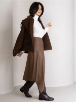 Юбка кожаная трапеция миди