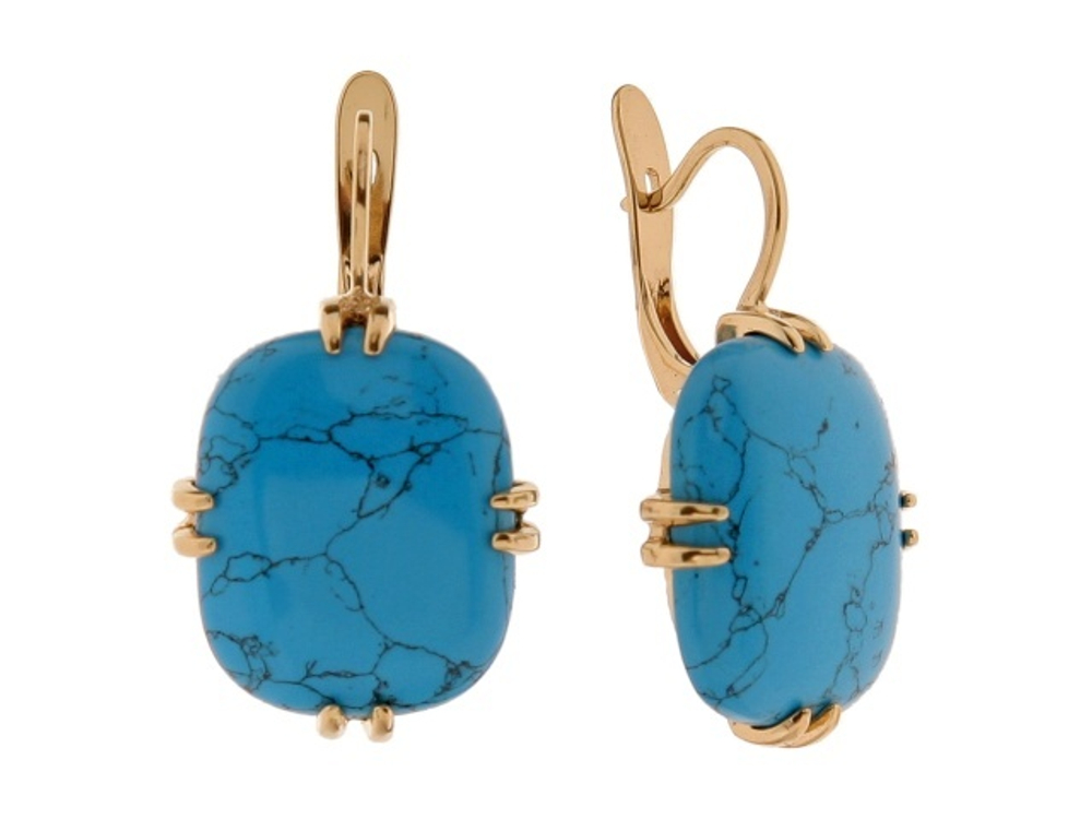 "Аигба" серьги в золотом покрытии из коллекции "Самоцветы" от Jenavi с английским замком