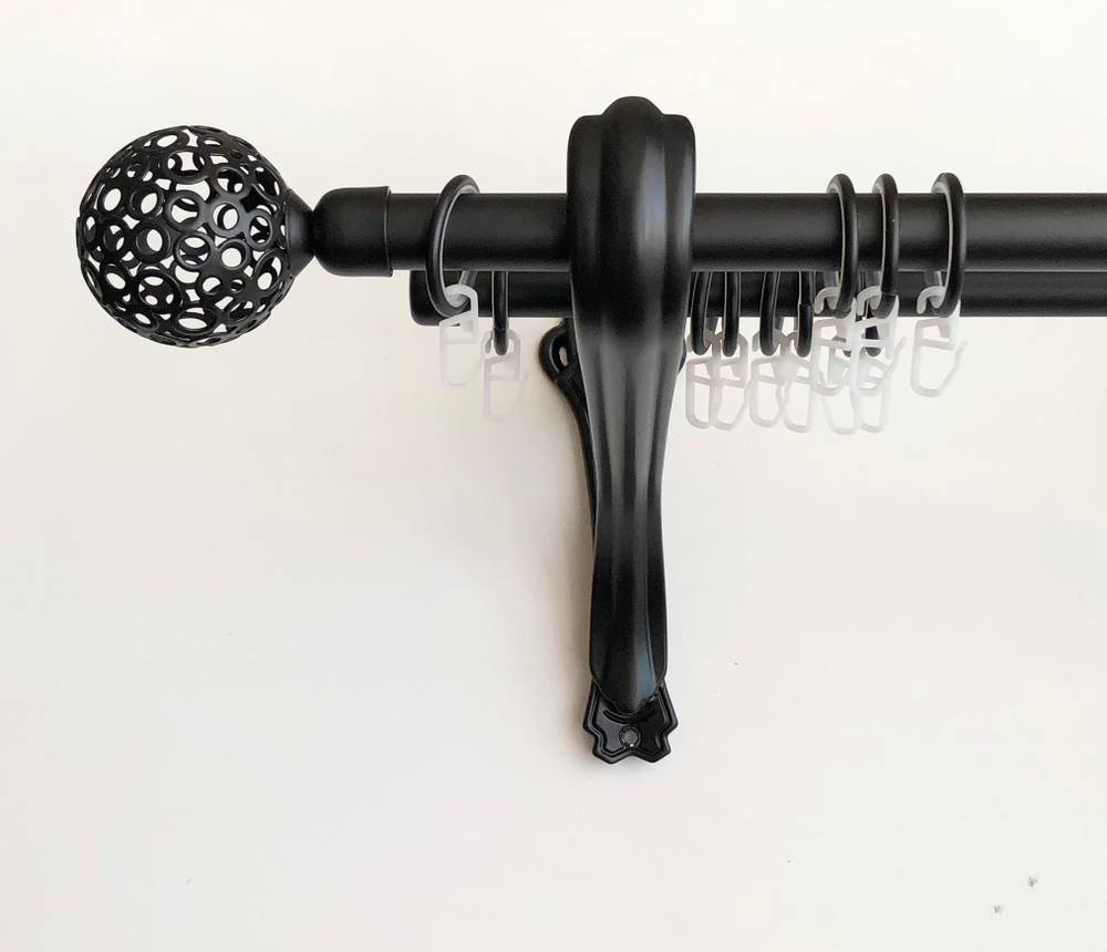 Карниз кованый консольный Шар ажурный d20/16 двухрядный, цвет черный