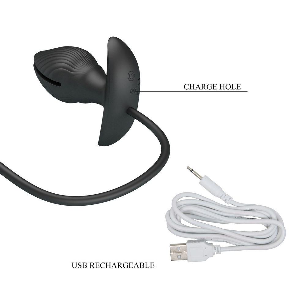 Черный анальный эспандер с вибрацией Manson - 9,6 см. (Цвет: черный)