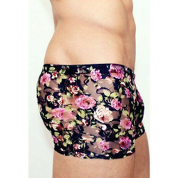 Мужские трусы боксеры темно-синие  с розами Romeo Rossi Rose Boxer RR00225