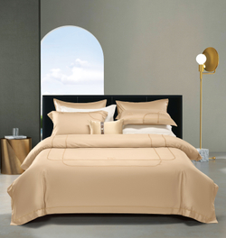 КПБ евро "Монохром", цв. кремовый (с шёлком) под:200х230см, пр:245х250, нав:48х74см (2шт)