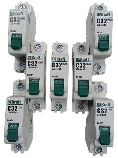 Автоматический выключатель 1-пол. 32А тип C 4,5кА серия ВА-101 DEKraft (7шт)