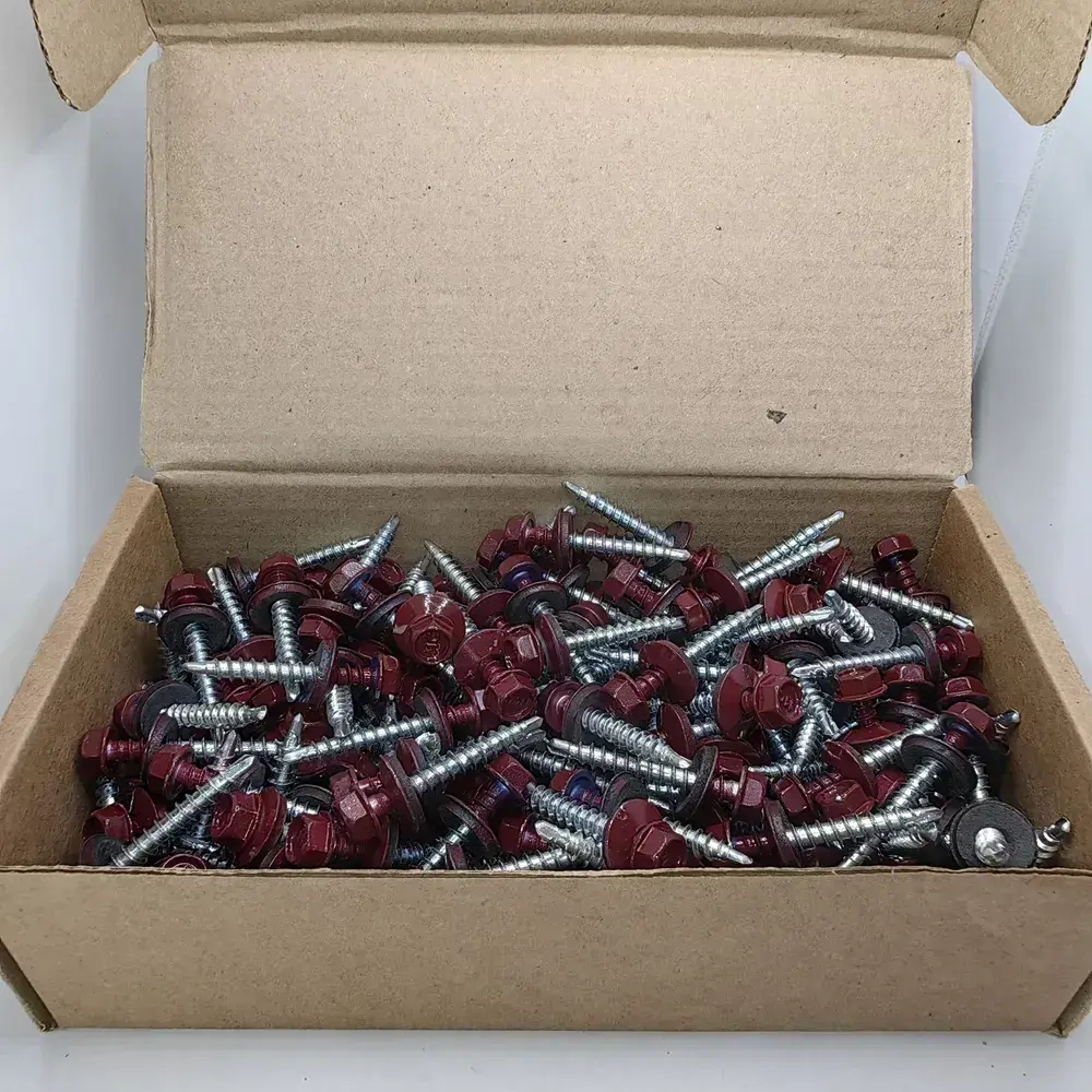 Саморезы кровельные по дереву 4.8х35 RAL 3005 (Винно-красный) 1кг