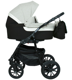 Детская коляска Alis Alvaro 2 в 1 Al 04 т.серый+св.серый+белая кожа