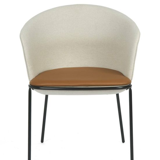 Стул Embrace с подлокотниками бежевая ткань и коричневая экокожа