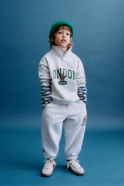 ZARA БРЮКИ-ДЖОГГЕРЫ С ВЫШИВКОЙ, СЕРЫЙ МЕЛАНЖ