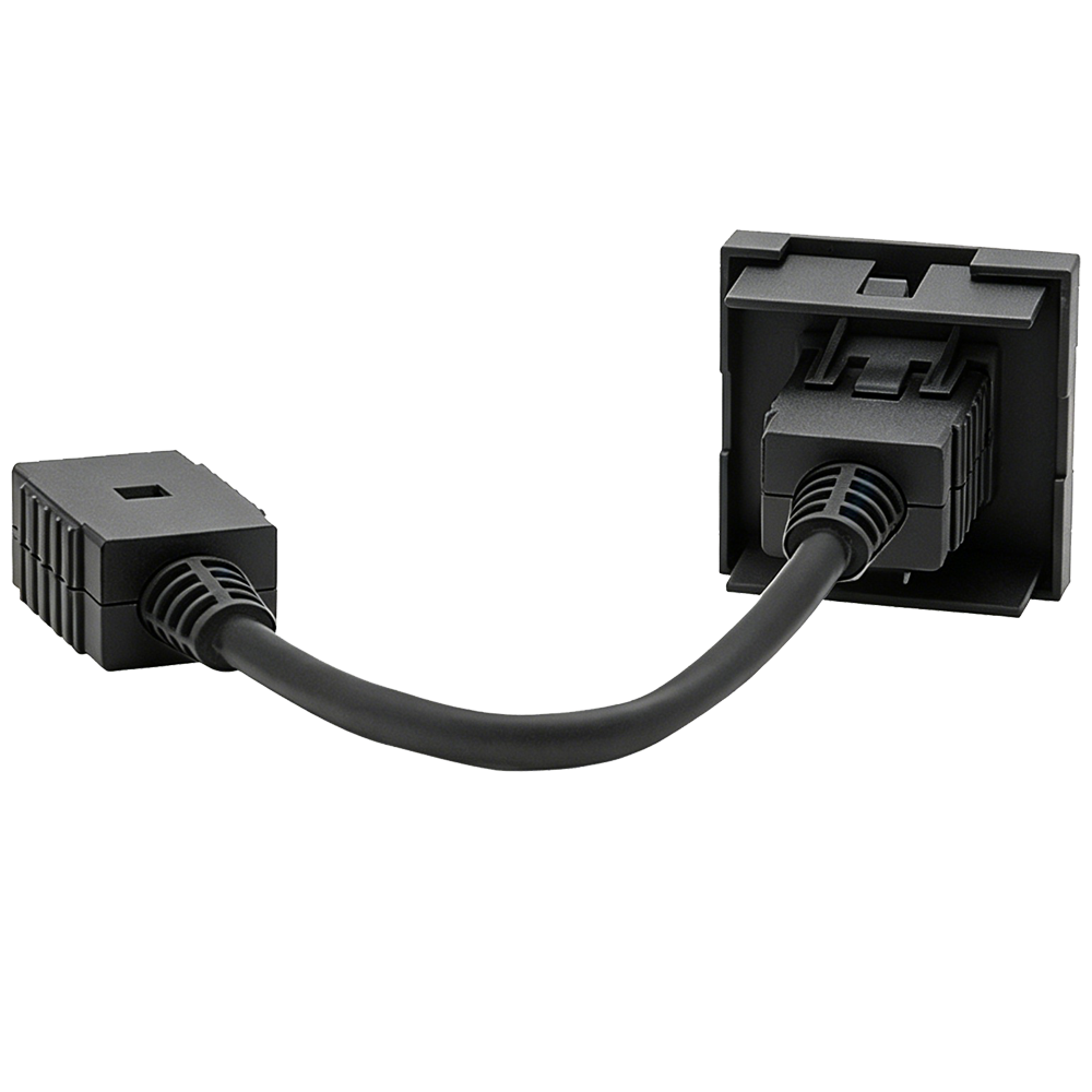 Розетка HDMI,  2мод.,  черн. (45х45мм),  с соединительным шнуром 15см