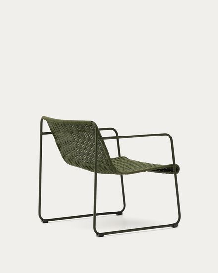 Кресло Maurina из оцинкованной стали зелёного цвета и зелёным шнуром La Forma Испания