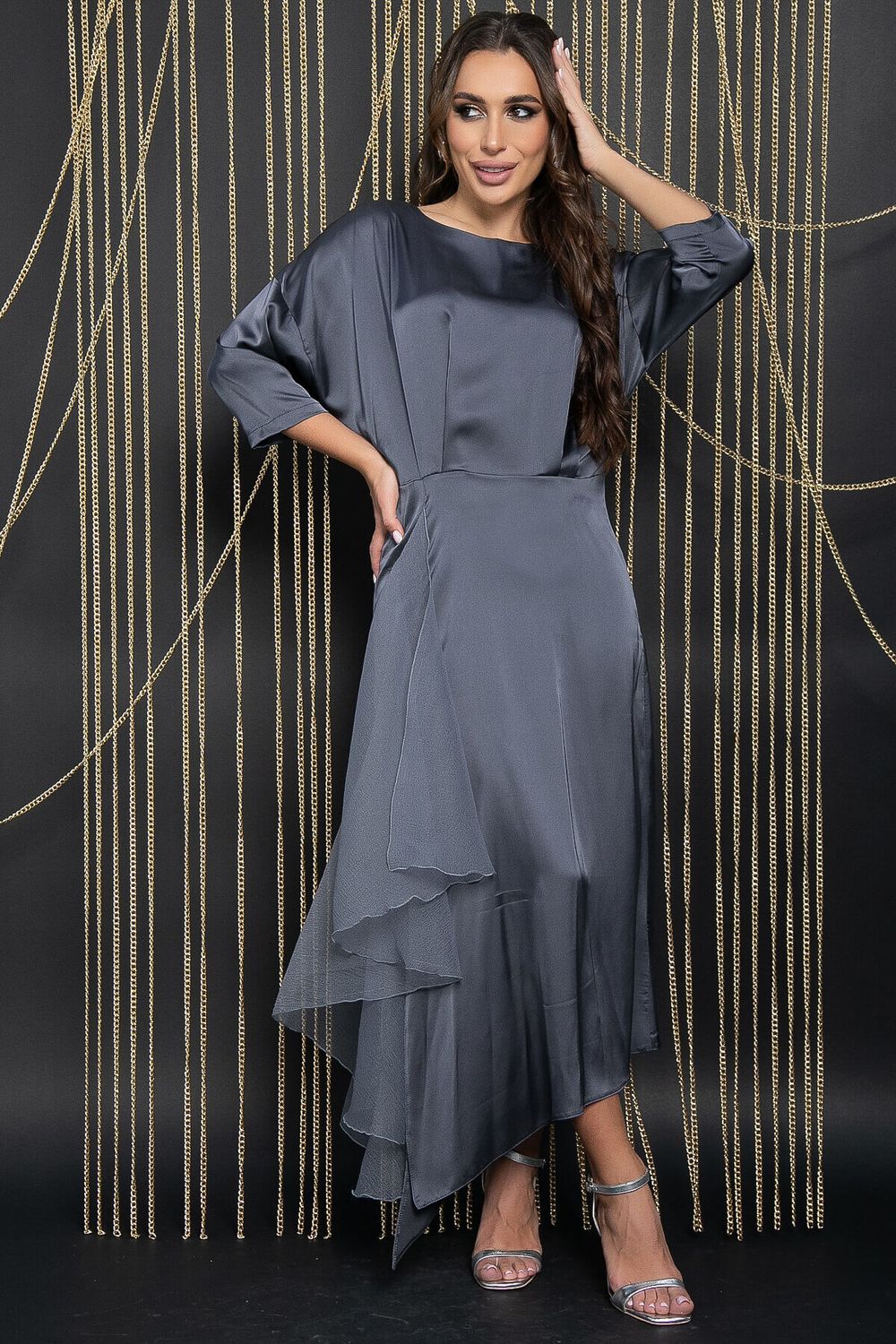 Платье вечернее Дерзкая элегантность (серое) П14471-7М LT Collection