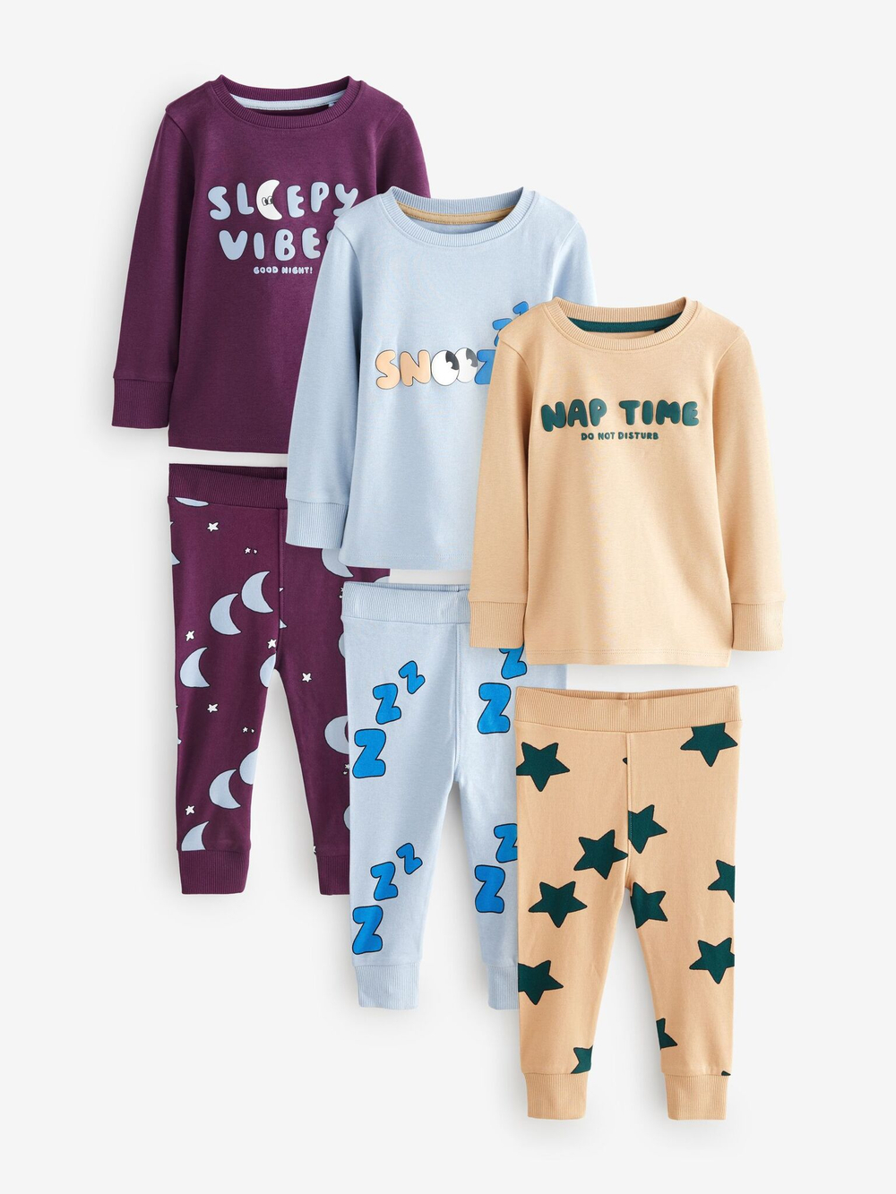 Пижама для мальчика Next B05-099, 3 шт., Бордовый, Голубой, Песочный