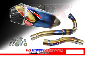 Full Titanium Exhaust System for Kawasaki KLX250 (2008-2020). Moto-X. Made in Thailand.