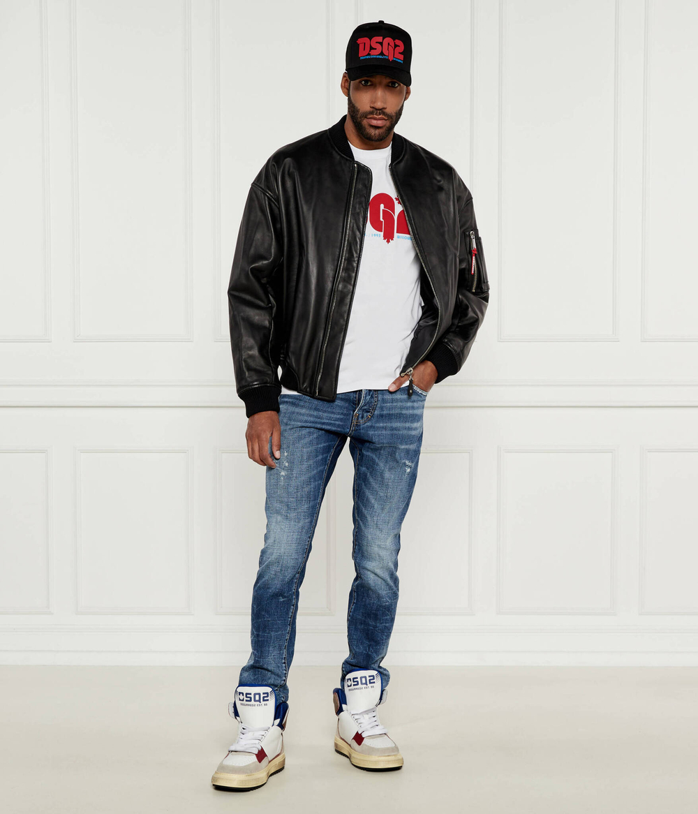 Кожаная куртка бомбер Dsquared2 - черный(S74AM1502 SY1602)