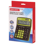 Калькулятор настольный BRAUBERG EXTRA COLOR-12-BKLG (206x155 мм) 12 разрядов двойное питание черно-САЛАТОВЫЙ