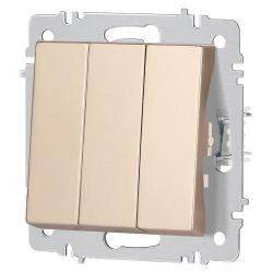 Выключатель Intro Accent 6-106-04 тройной, 10А-250В, IP20, СУ, AL/CU, шампань