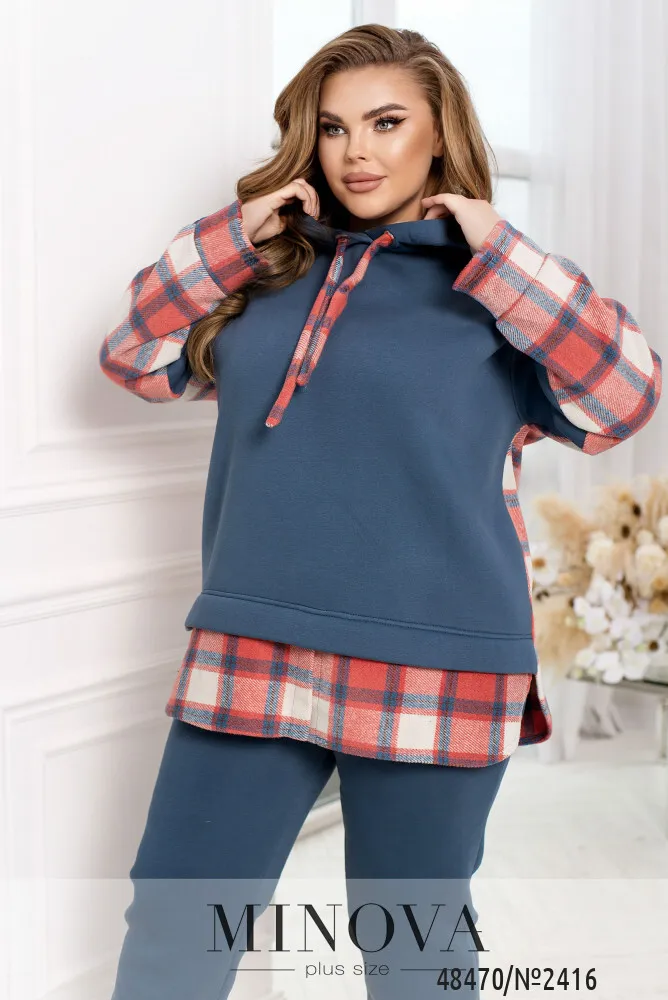 Костюм 2416-джинс-коралловый Minova