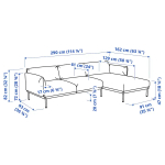 Диван 3-местный с козеткой - IKEA ÄPPLARYD/APPLARYD, серый, ЭППЛАРЮД ИКЕА