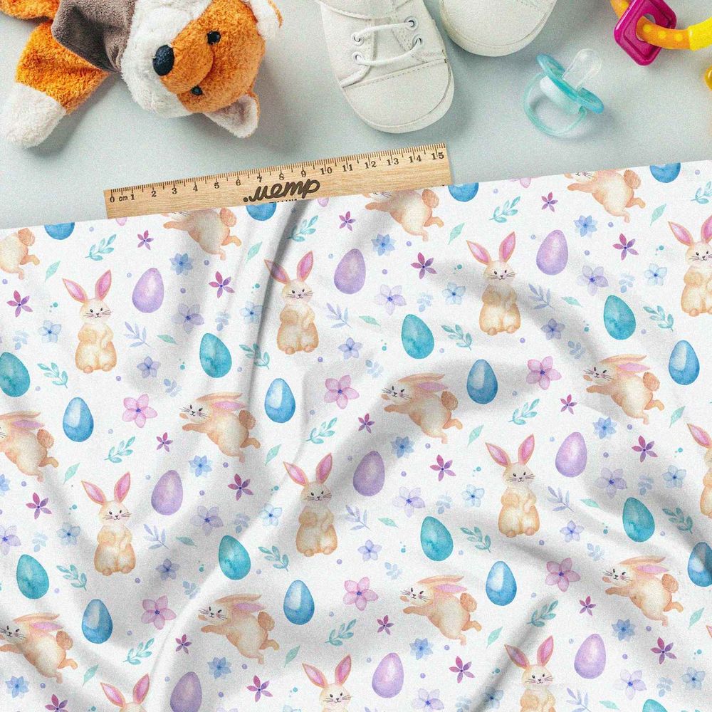 Ткань атлас пасхальные зайцы