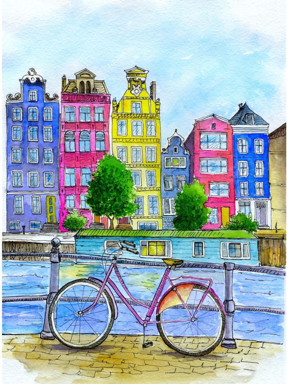 Картина по номерам 22х30см. "Прогулка по Амстердаму" 16цв. (Арт. Х-3984)