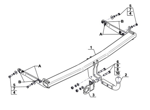 Фаркоп на Skoda Octavia III лифтбек/универсал 2013-2020, Volkswagen Golf VII хетчбек 5 дверей 2012-2019, Audi A3 хетчбек 3/5 дверей 2012-2020, Seat Leon хетчбек 3/5 дверей 11/2012-2020 (паспорт и сертификат в комплекте)(без электрики) Steinhof.V-062