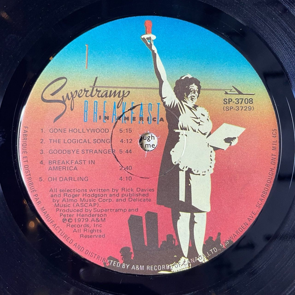 Винтажная виниловая пластинка LP Supertramp Breakfast In America (Canada 1979) SP-3708