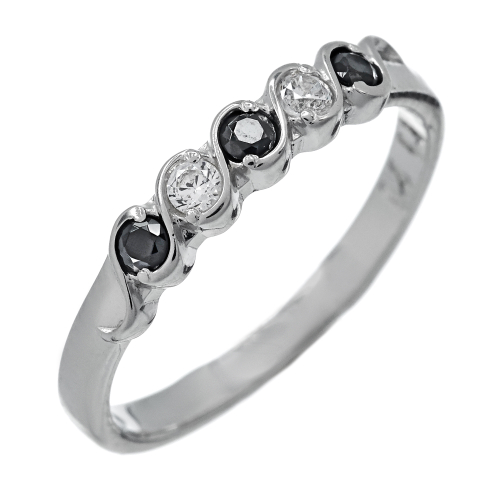 Кольцо из серебра/Родий/С камнями