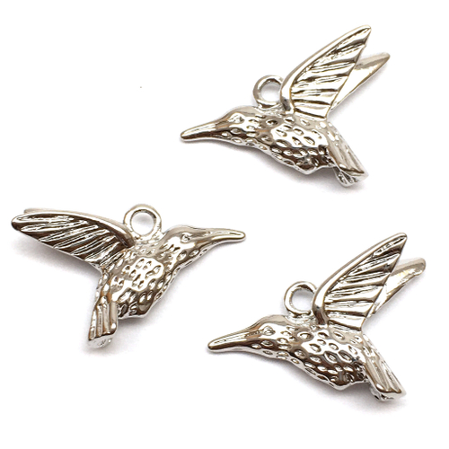 Подвеска "Колибри" 21х14 мм, родий