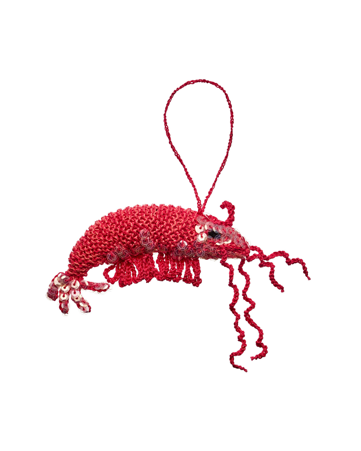 подвеска вязанная креветка