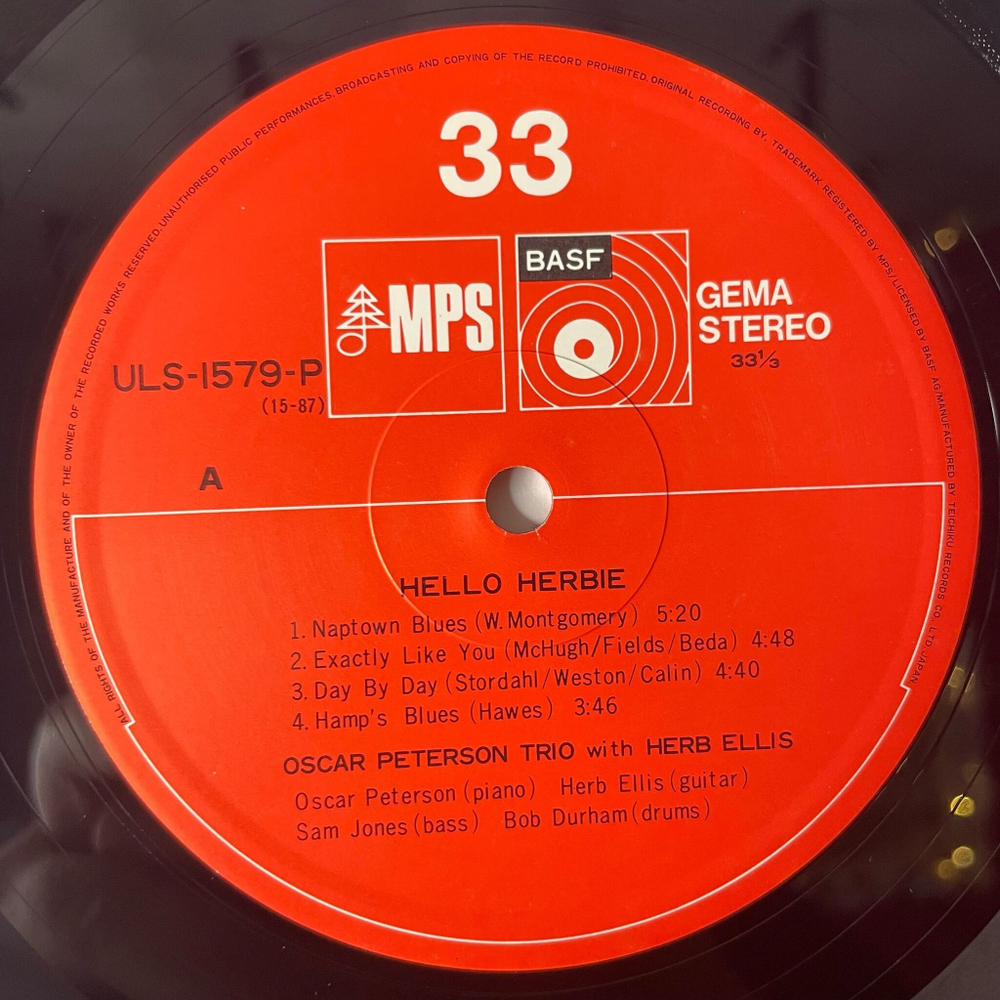 Винтажная виниловая пластинка LP The Oscar Peterson Trio With Herb Ellis Hello Herbie (Japan 1974) (No Obi)