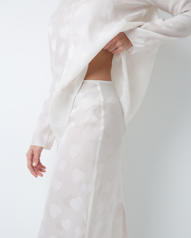 Юбка из смесового шелка Стелла Маккартни сердечки белый