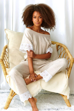 Оригинальная пижама с кружевной отделкой (Размер: L) (Цвет: серый)