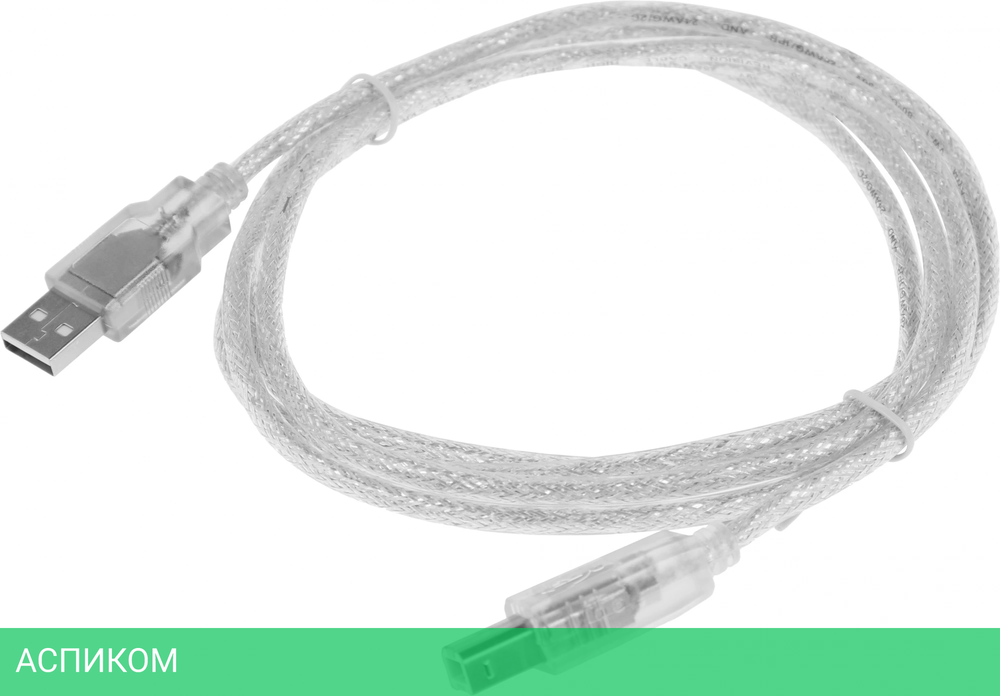 Кабель Buro USB2.0-AM/BM-Trans 1.8м прозрачный