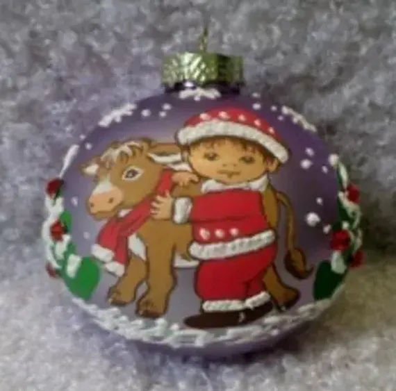 КУ-85-202029 Стеклянный шар Бычок и морозик 85 мм., Коломеев