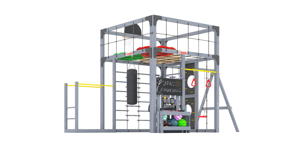 Детская площадка Савушка КУБ-6 (Серый) с подушками
