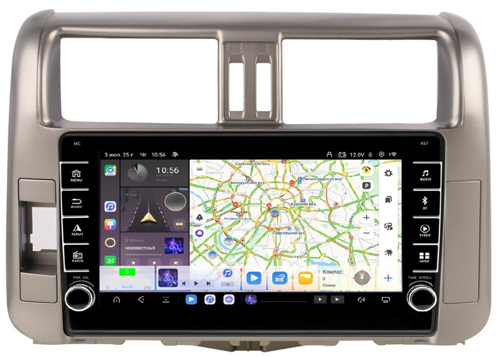 Магнитола для Toyota Land Cruiser Prado 150 2009-2013 - Carmedia OL-9613 (кнопки и крутилки) Android 13, TS20, 6+128Гб, CarPlay, 4G SIM-слот