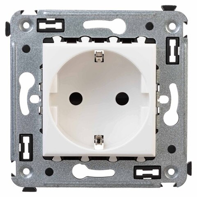 Розетка в стену, 2P+E, с з/ш, "Avanti", "Белое облако"