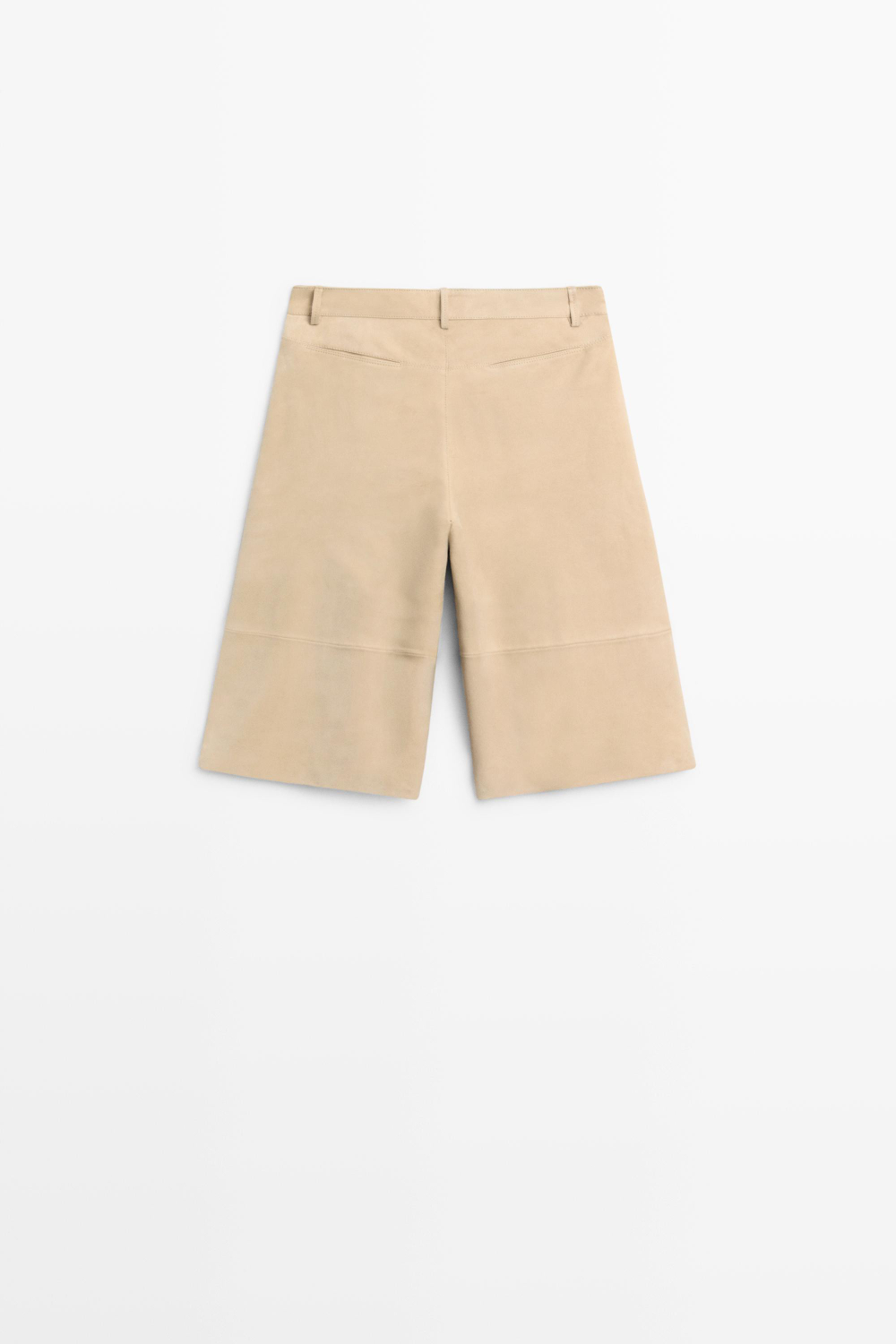 Massimo Dutti Длинные замшевые шорты, бежевый