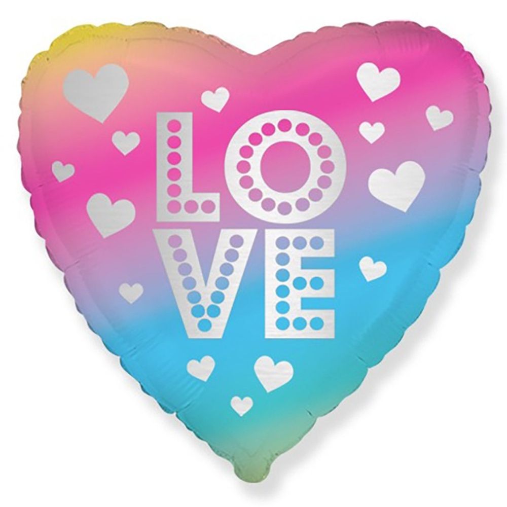 Ф 18&quot; LOVE Сердце радужное